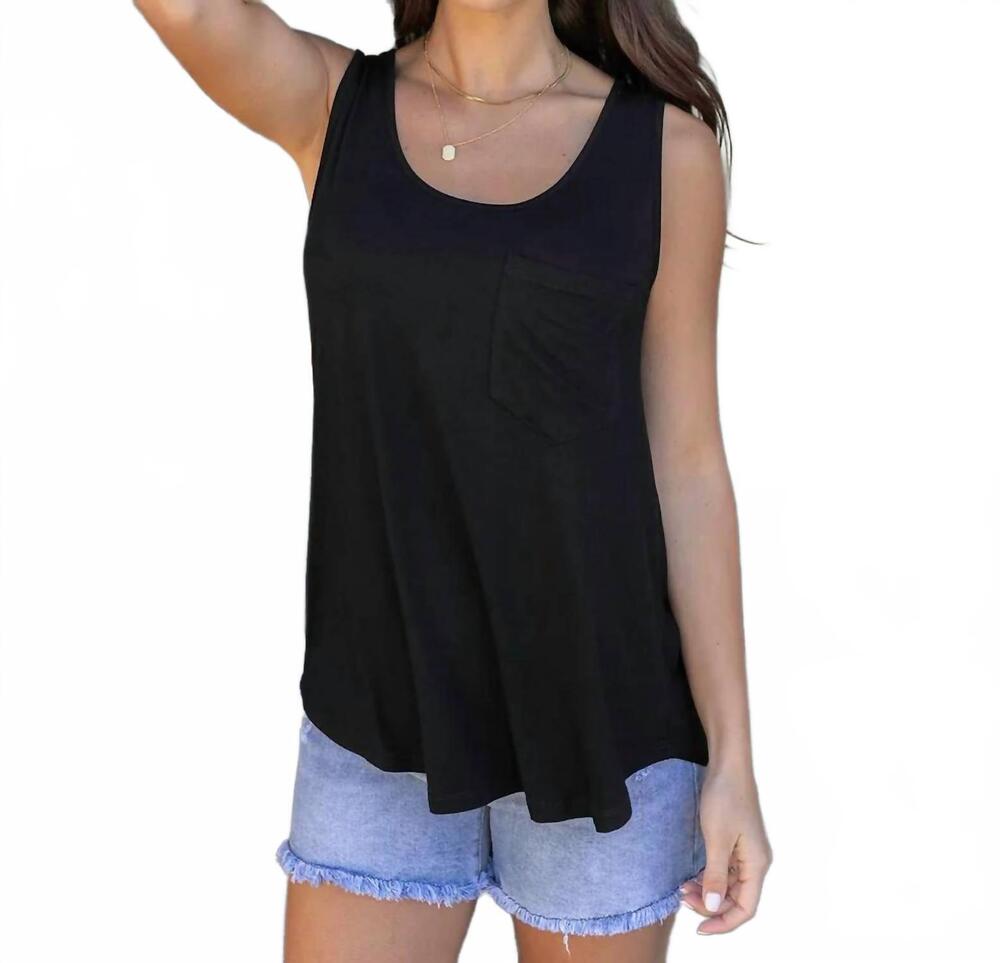 NEW GRACE AND LACE perfect pocket scoop tank top in black